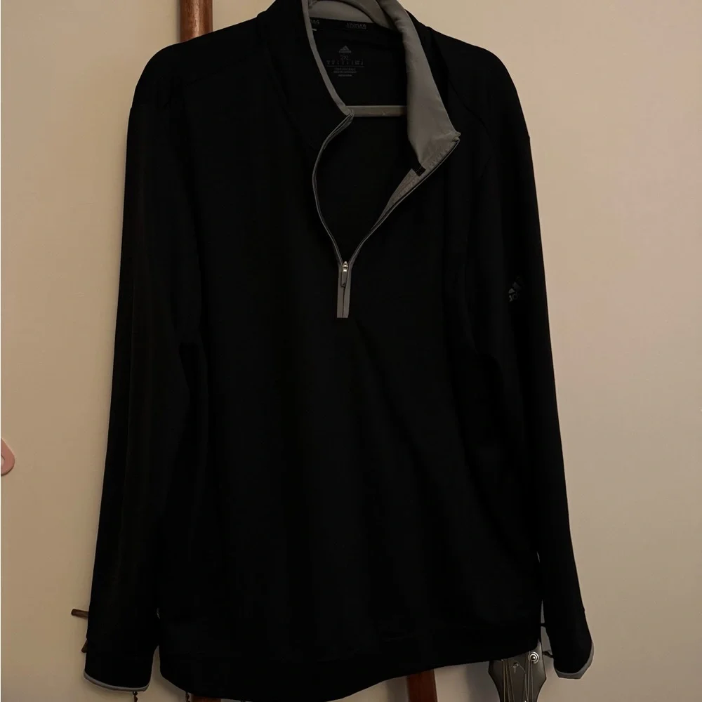 Adidas Men’s Black Quarter Zip Black/Grey 2XL - Picture 2 of 4
